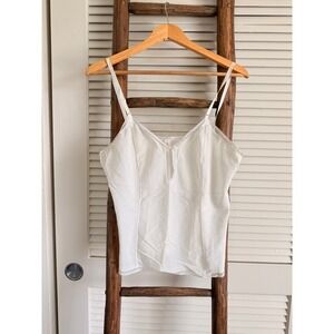 Vintage Barbizon Womens White‎ Lace Trim Cami Tank Top Medium